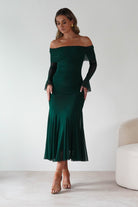 Presley Mesh Long Sleeve Midaxi Dress | Forest Green | Oh Hello Clothing | XS (6)