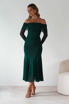 Presley Mesh Long Sleeve Midaxi Dress | Forest Green | Oh Hello Clothing | XS (6)