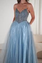 Priscilla Princess Glitter Gown | Dusty Blue - Oh Hello Clothing