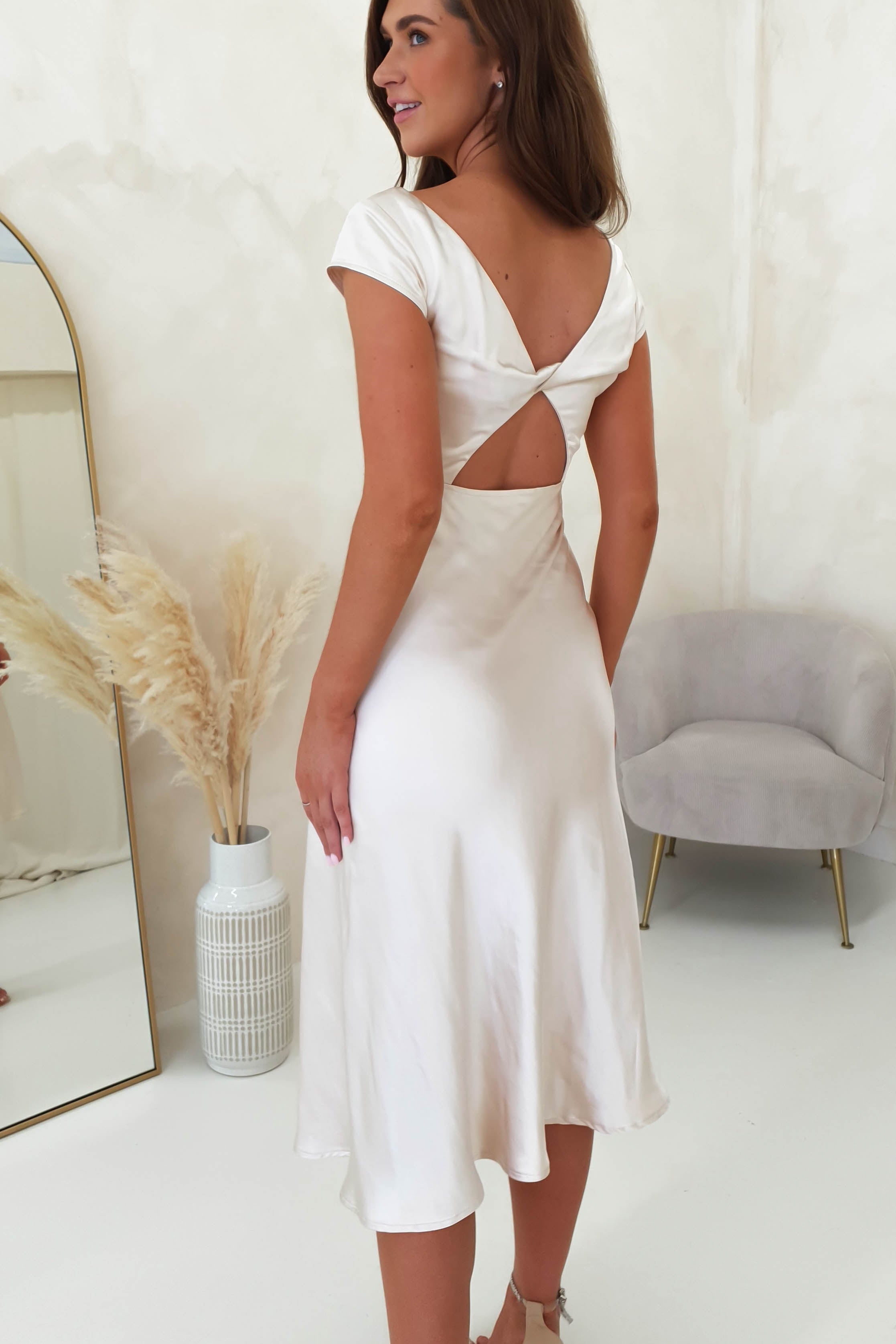 Ranela Twist Back Detail Midi | Champagne - Oh Hello Clothing