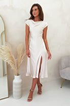 Ranela Twist Back Detail Midi | Champagne - Oh Hello Clothing