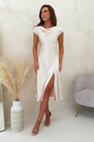 Ranela Twist Back Detail Midi | Champagne - Oh Hello Clothing
