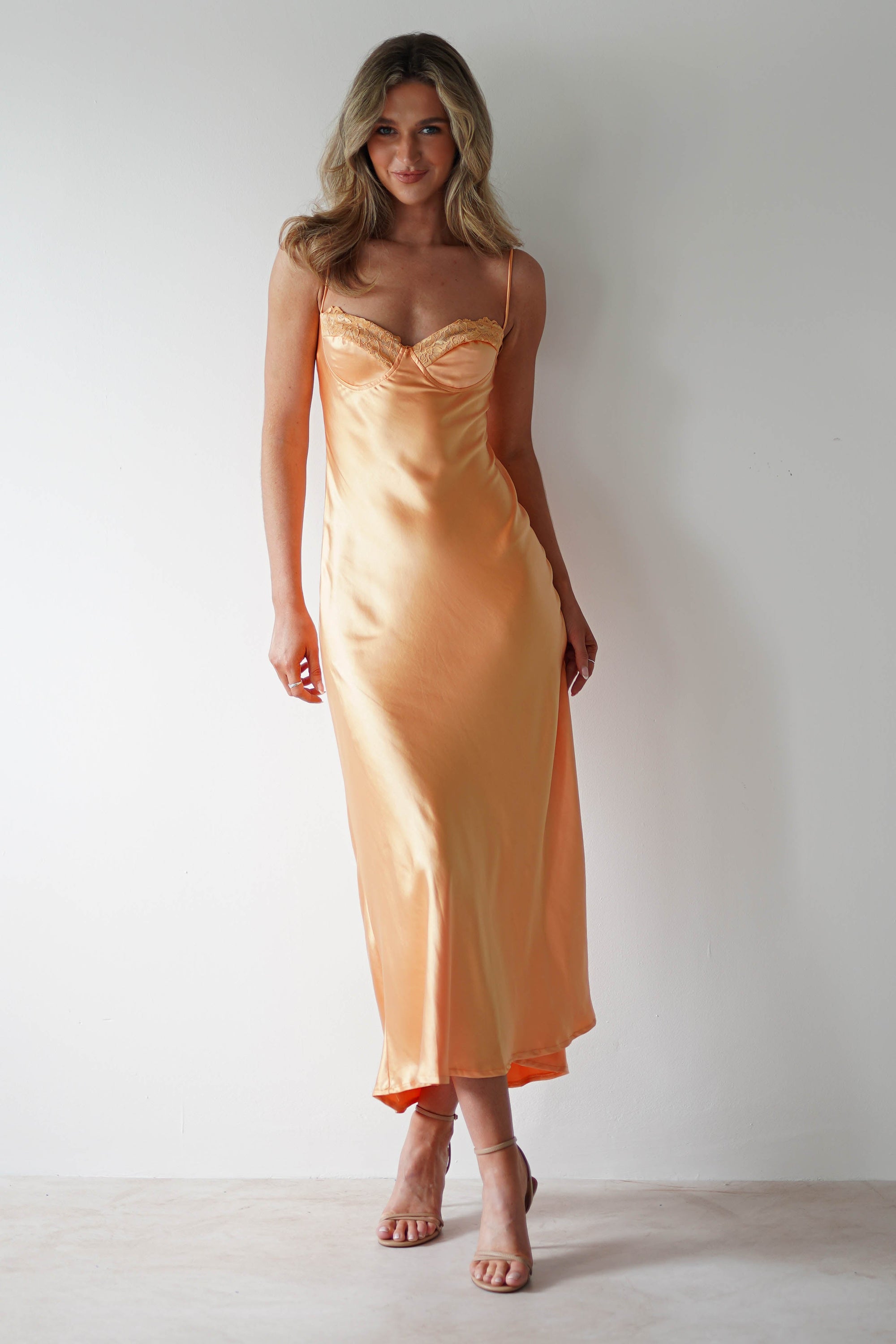Ricci Soft Satin Maxi Dress | Melon - Oh Hello Clothing
