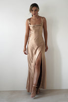 Riviera Soft Satin Maxi Gown | Gold/Bronze - Oh Hello Clothing