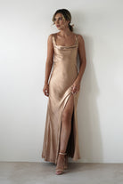 Riviera Soft Satin Maxi Gown | Gold/Bronze - Oh Hello Clothing