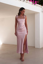 Salma Soft Matte Satin Midaxi  | Blush Pink - Oh Hello Clothing
