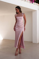 Salma Soft Matte Satin Midaxi  | Blush Pink - Oh Hello Clothing