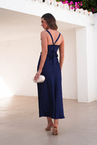 Salma Soft Matte Satin Midaxi  | Navy - Oh Hello Clothing