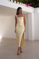 Salma Soft Matte Satin Midaxi  | Yellow - Oh Hello Clothing