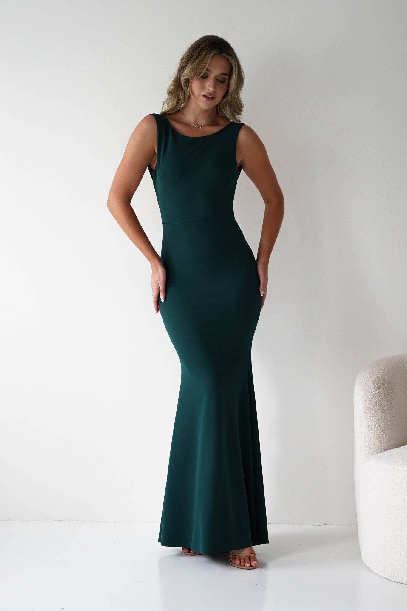 Samantha Bow Detail Maxi Dress | Emerald Green | Oh Hello Clothing | S/M - (8 - 10)