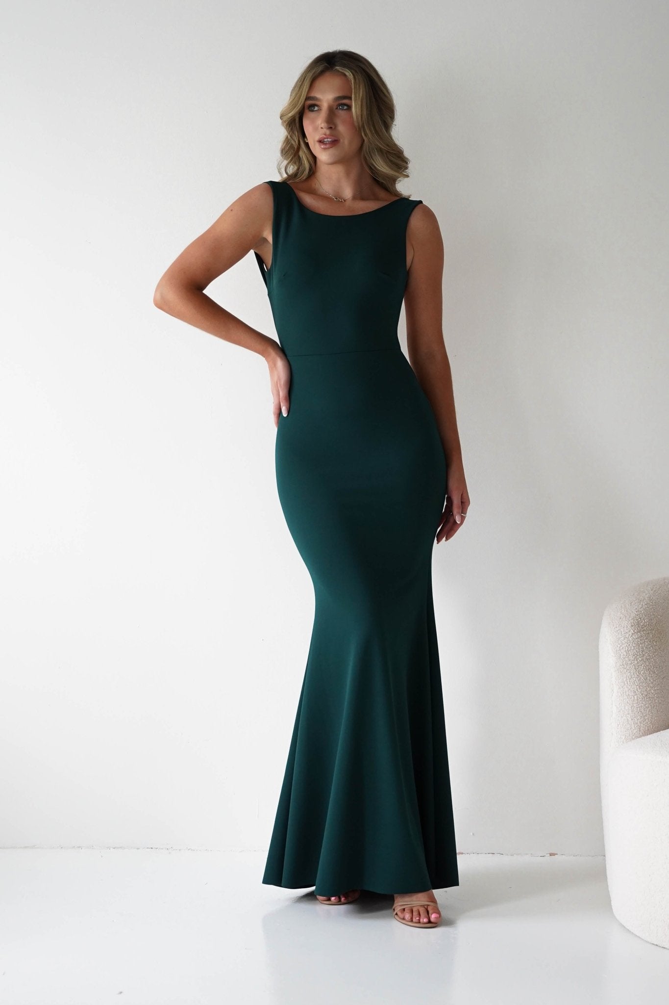 Samantha Bow Detail Maxi Dress | Emerald Green | Oh Hello Clothing | S/M - (8 - 10)
