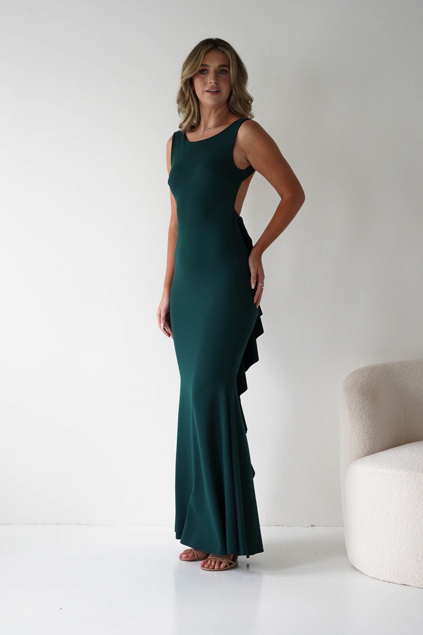 Samantha Bow Detail Maxi Dress | Emerald Green | Oh Hello Clothing | S/M - (8 - 10)