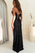 Shamir Sequin Feather Detail Gown | Black | Oh Hello Clothing | XS (6)