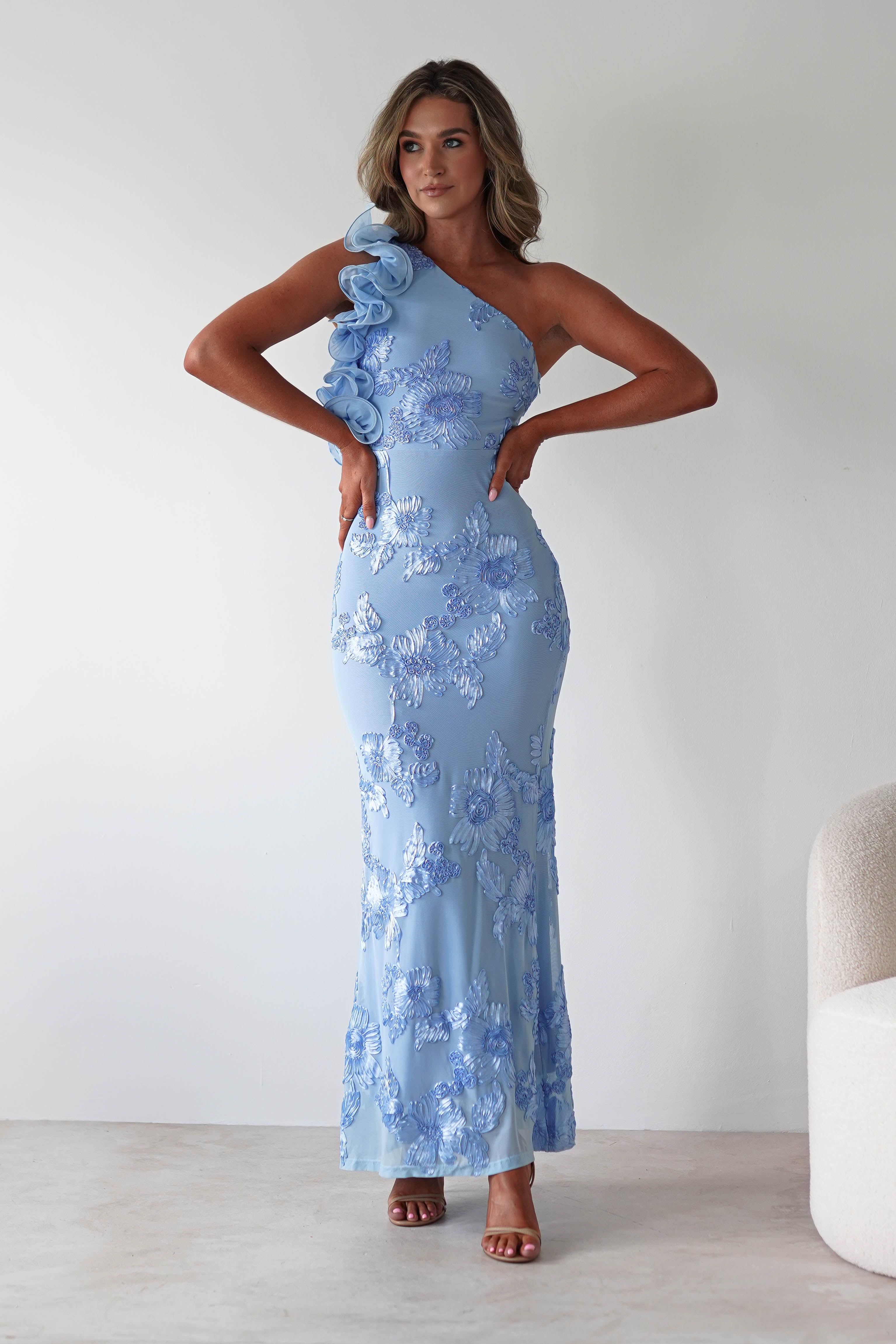 Siren Bodycon Maxi Dress | Blue Textured
