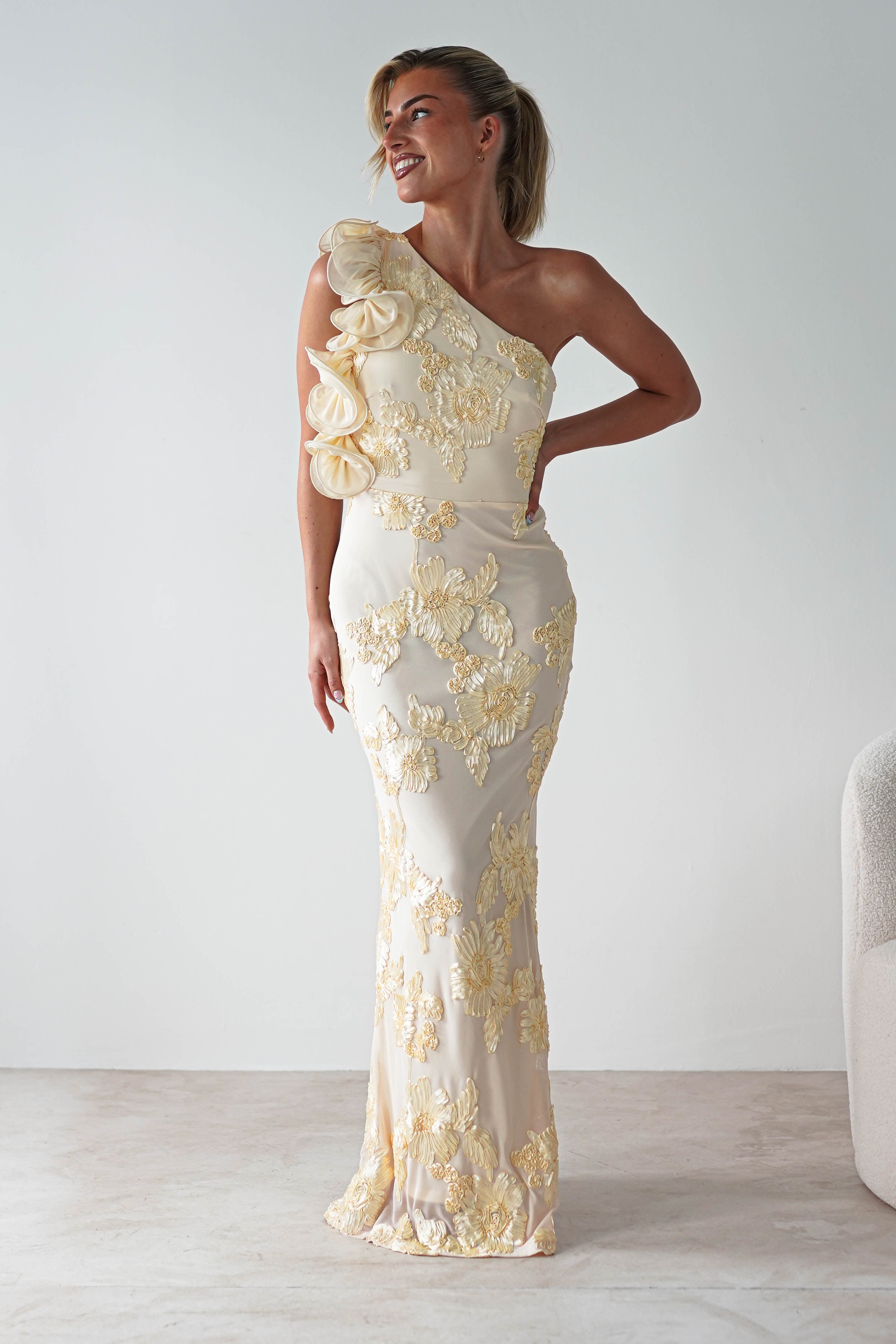Siren Bodycon Maxi Dress | Yellow Maxi Dress