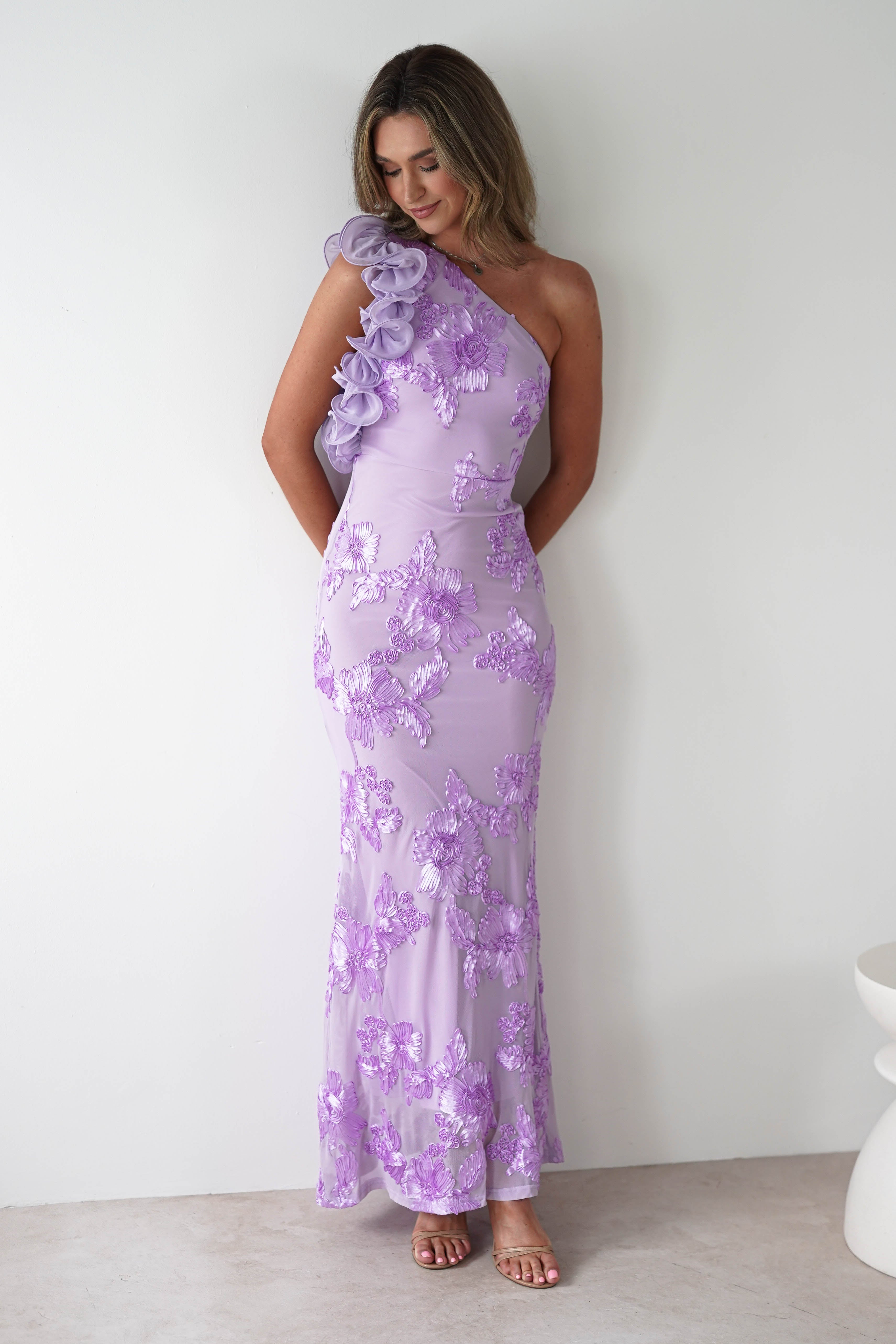 SASHA Wedding Guest Dresses Siren Bodycon Maxi Dress | Lilac