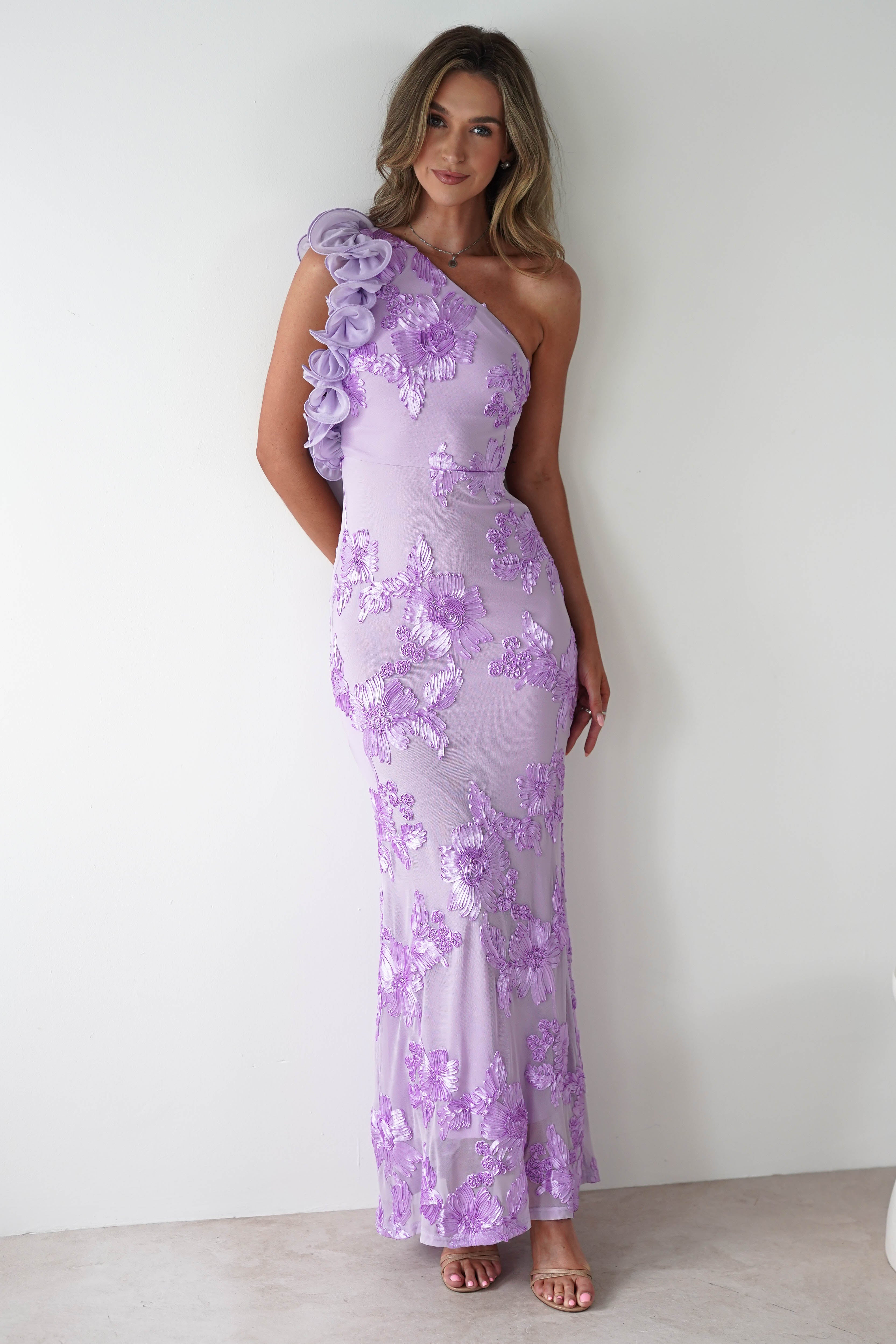 SASHA Wedding Guest Dresses Siren Bodycon Maxi Dress | Lilac