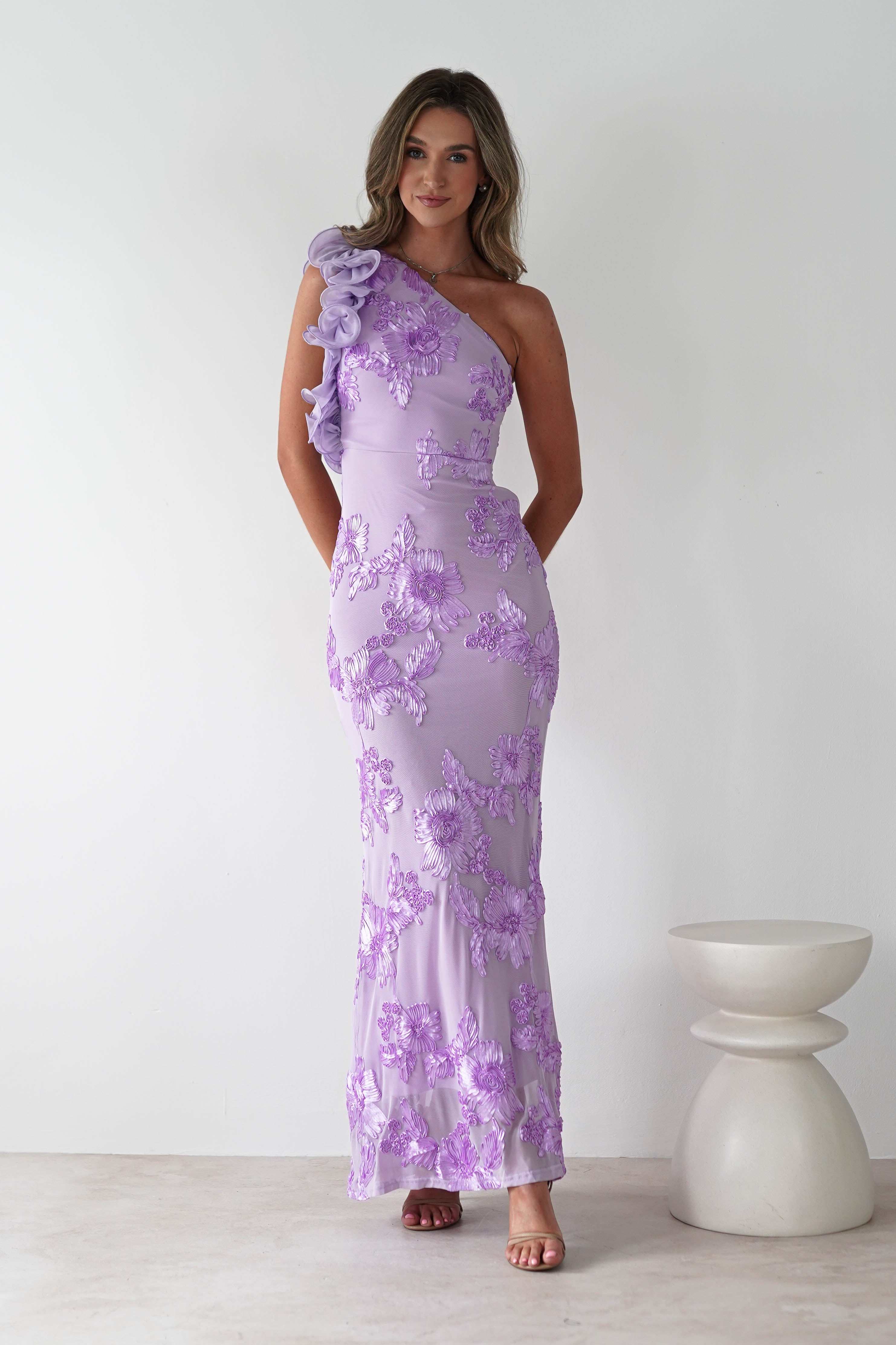SASHA Wedding Guest Dresses Siren Bodycon Maxi Dress | Lilac