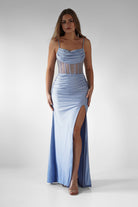 Stefani Rhinestone Bodice Gown | Light Blue | Oh Hello Clothing | XS (6)
