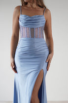 Stefani Rhinestone Bodice Gown | Light Blue | Oh Hello Clothing | XS (6)