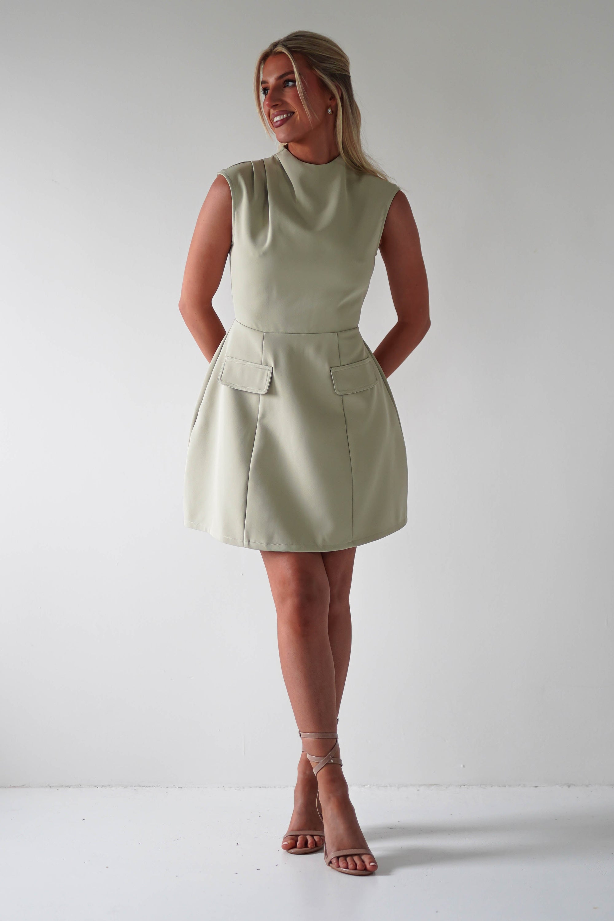 Stella Structured Mini Dress | Sage | Oh Hello Clothing | XS (6)