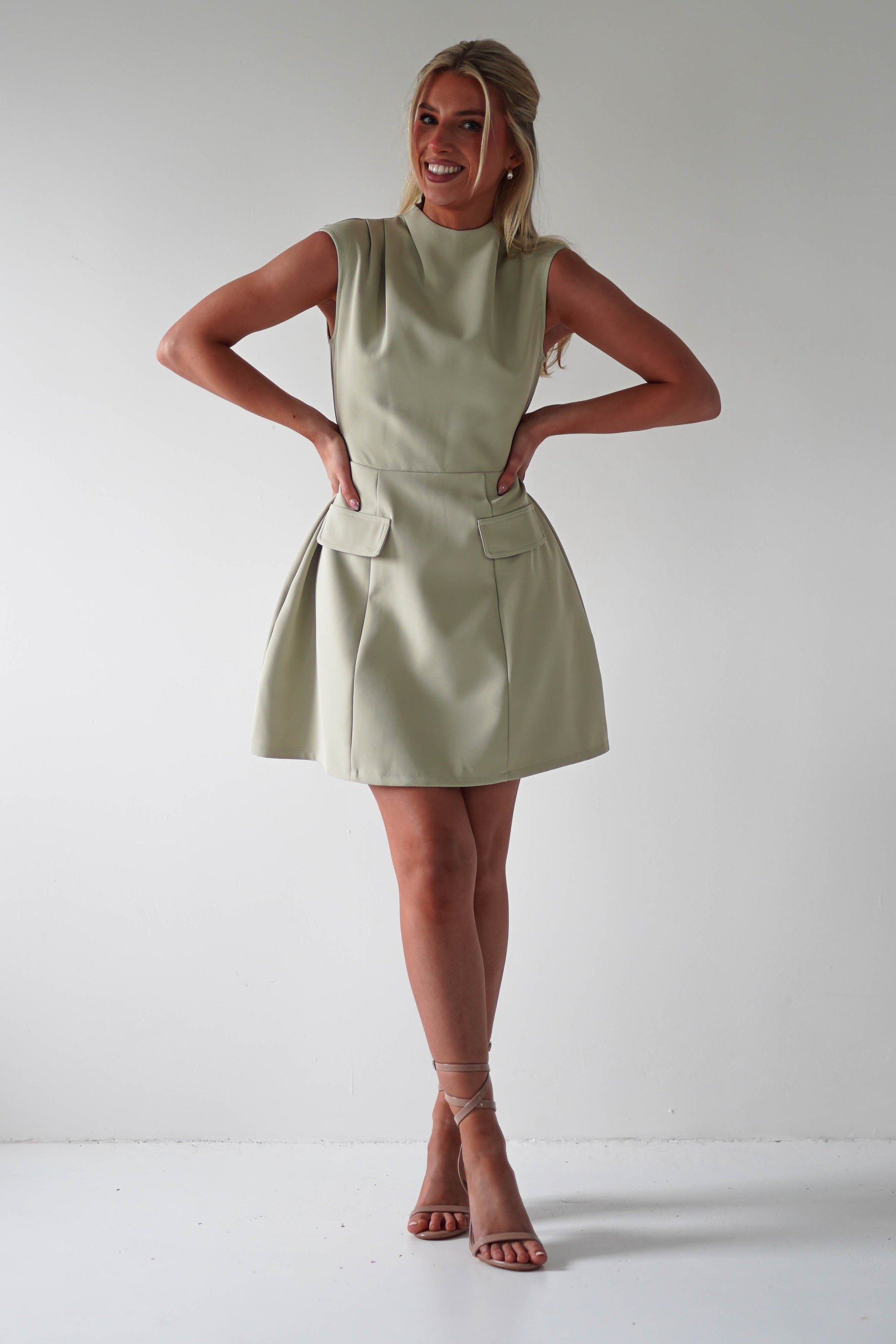 Stella Structured Mini Dress | Sage | Oh Hello Clothing | XS (6)