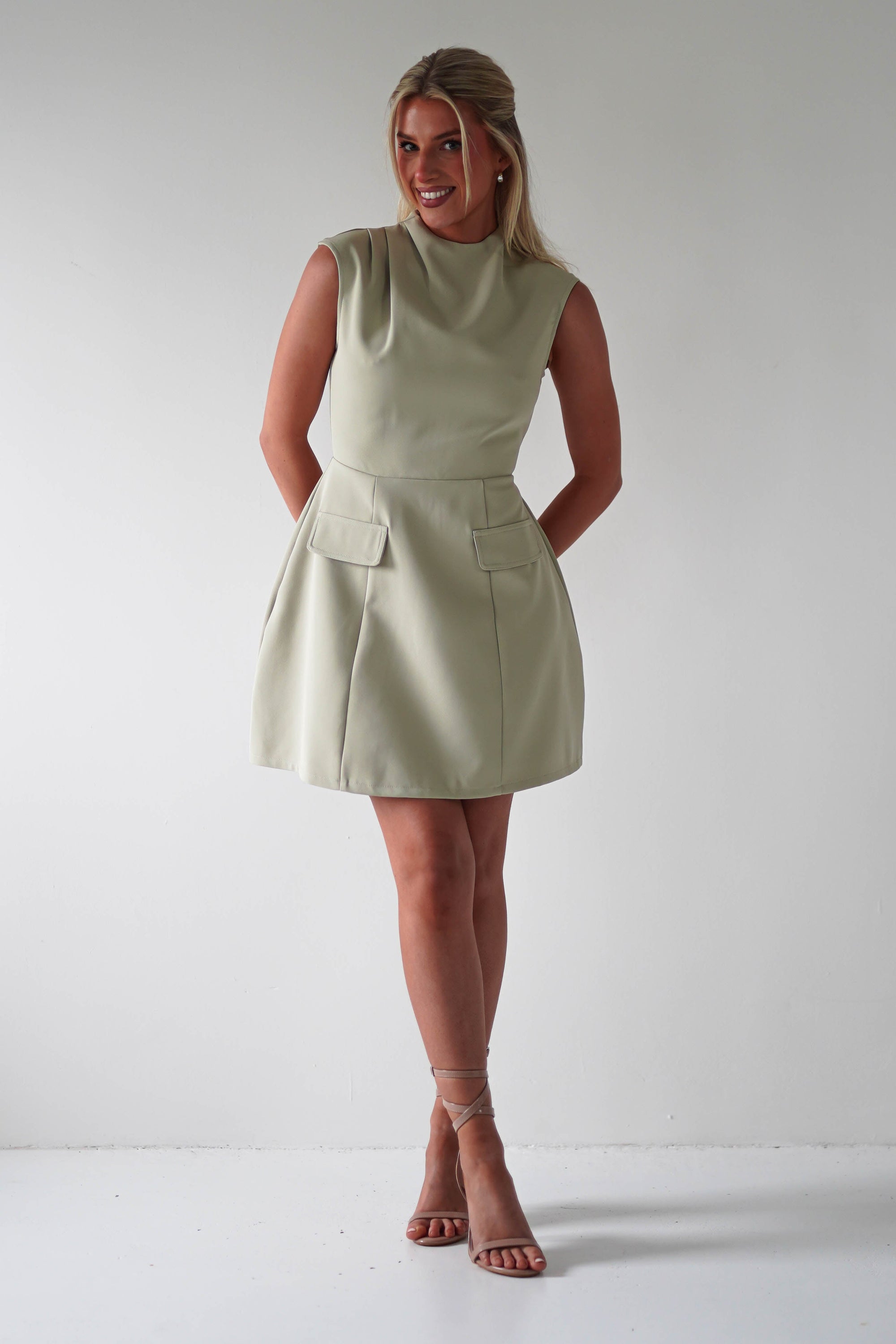 Stella Structured Mini Dress | Sage | Oh Hello Clothing | XS (6)