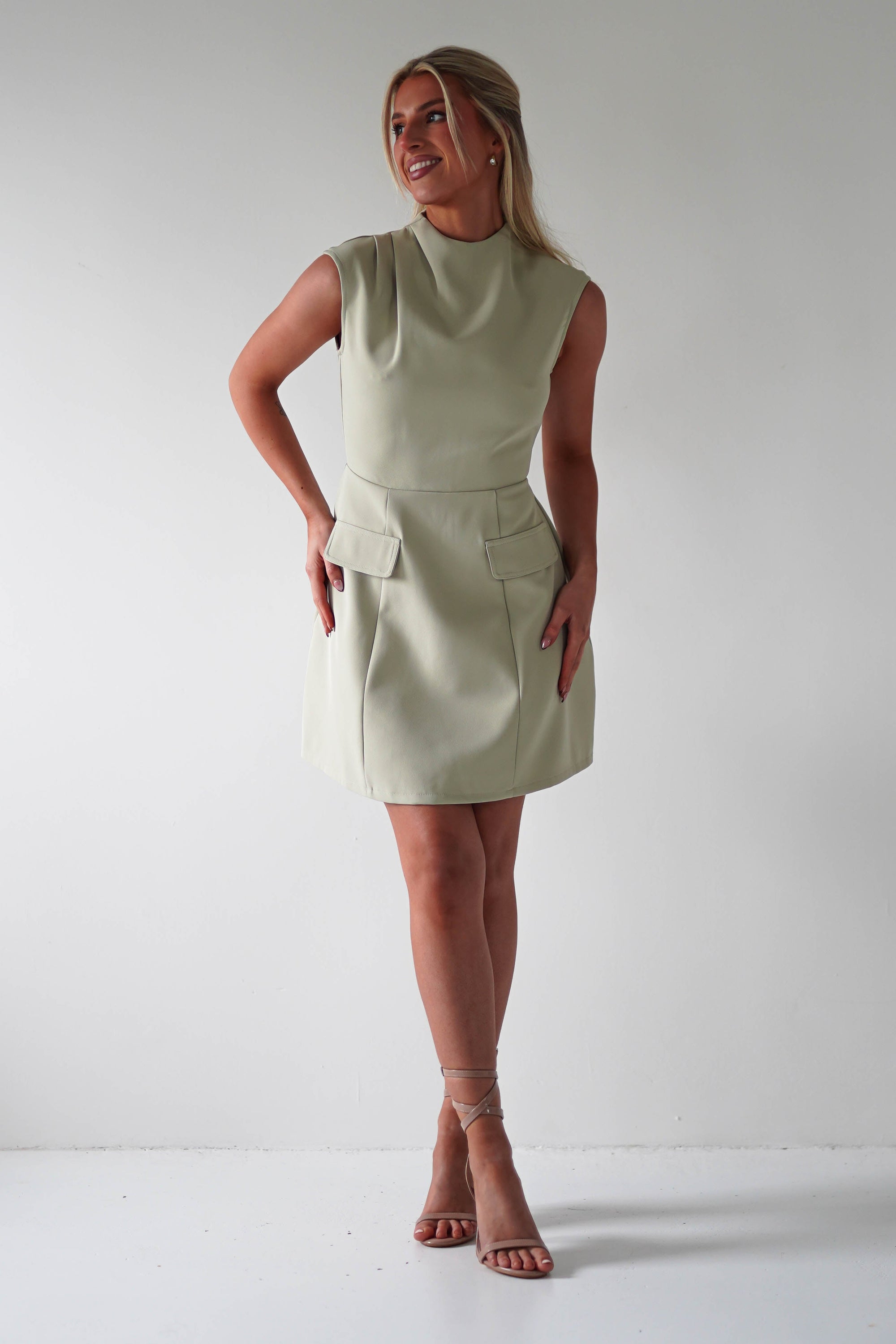 Stella Structured Mini Dress | Sage | Oh Hello Clothing | XS (6)