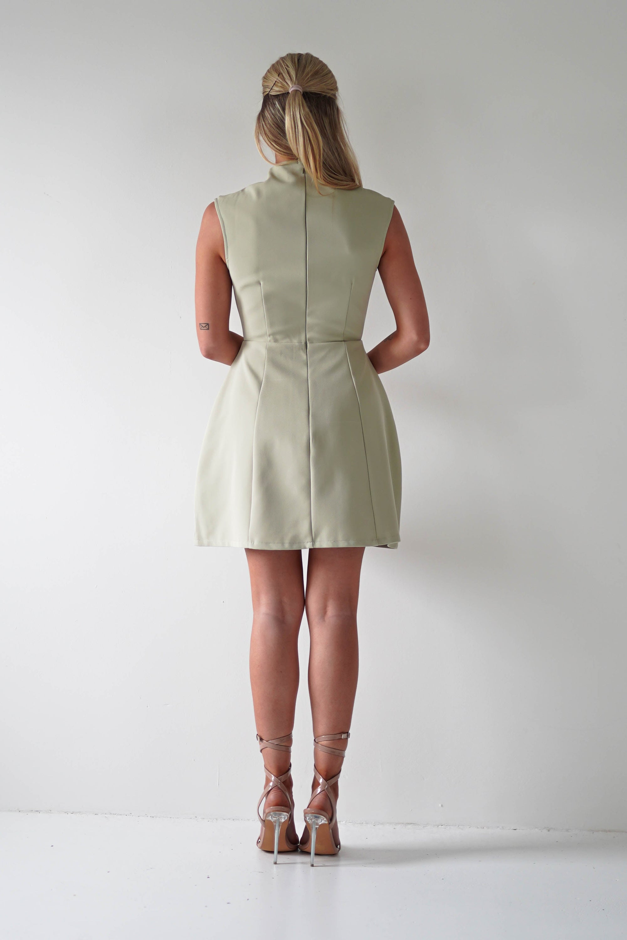 Stella Structured Mini Dress | Sage | Oh Hello Clothing | XS (6)