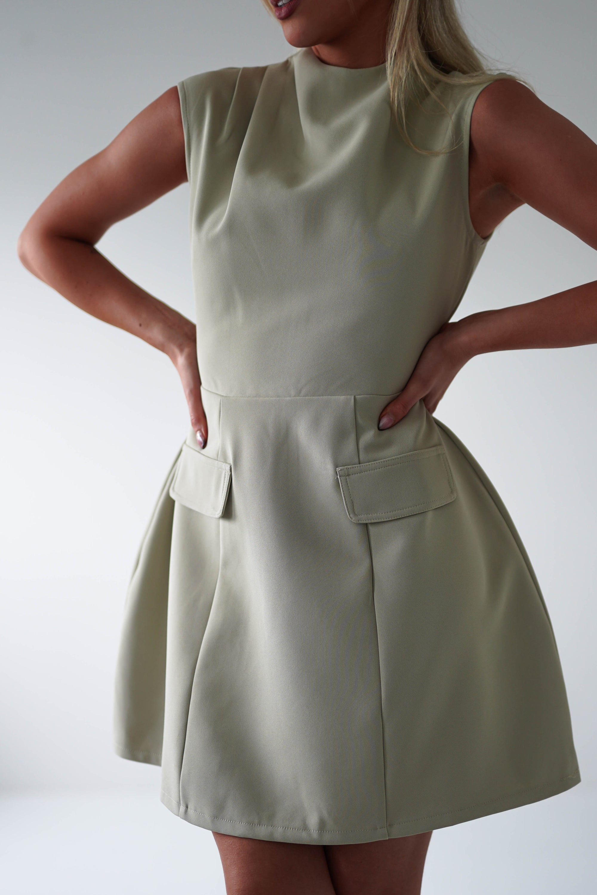 Stella Structured Mini Dress | Sage | Oh Hello Clothing | XS (6)