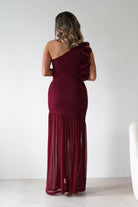 Stephanie Mesh Ruffle Maxi Dress | Wine | Oh Hello Clothing | XS (6)