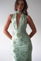 Tara Floral Jacquard Maxi  | Light Green - Oh Hello Clothing