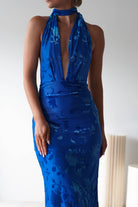 Tara Floral Jacquard Maxi  | Royal Blue