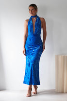 Tara Floral Jacquard Maxi  | Royal Blue