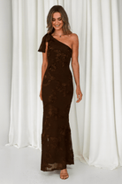Thelma Floral Textured Maxi Dress | Brown | Oh Hello Clothing | XS (6)