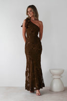 Thelma Floral Textured Maxi Dress | Brown | Oh Hello Clothing | XS (6)
