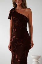 Thelma Floral Textured Maxi Dress | Brown | Oh Hello Clothing | XS (6)