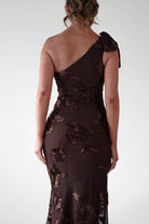 F & P Wedding Guest Dresses Thelma Floral Textured Maxi Dress | Brown