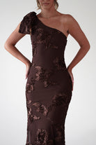 F & P Wedding Guest Dresses Thelma Floral Textured Maxi Dress | Brown