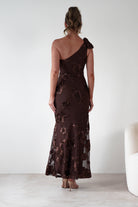 F & P Wedding Guest Dresses Thelma Floral Textured Maxi Dress | Brown