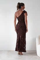 F & P Wedding Guest Dresses Thelma Floral Textured Maxi Dress | Brown