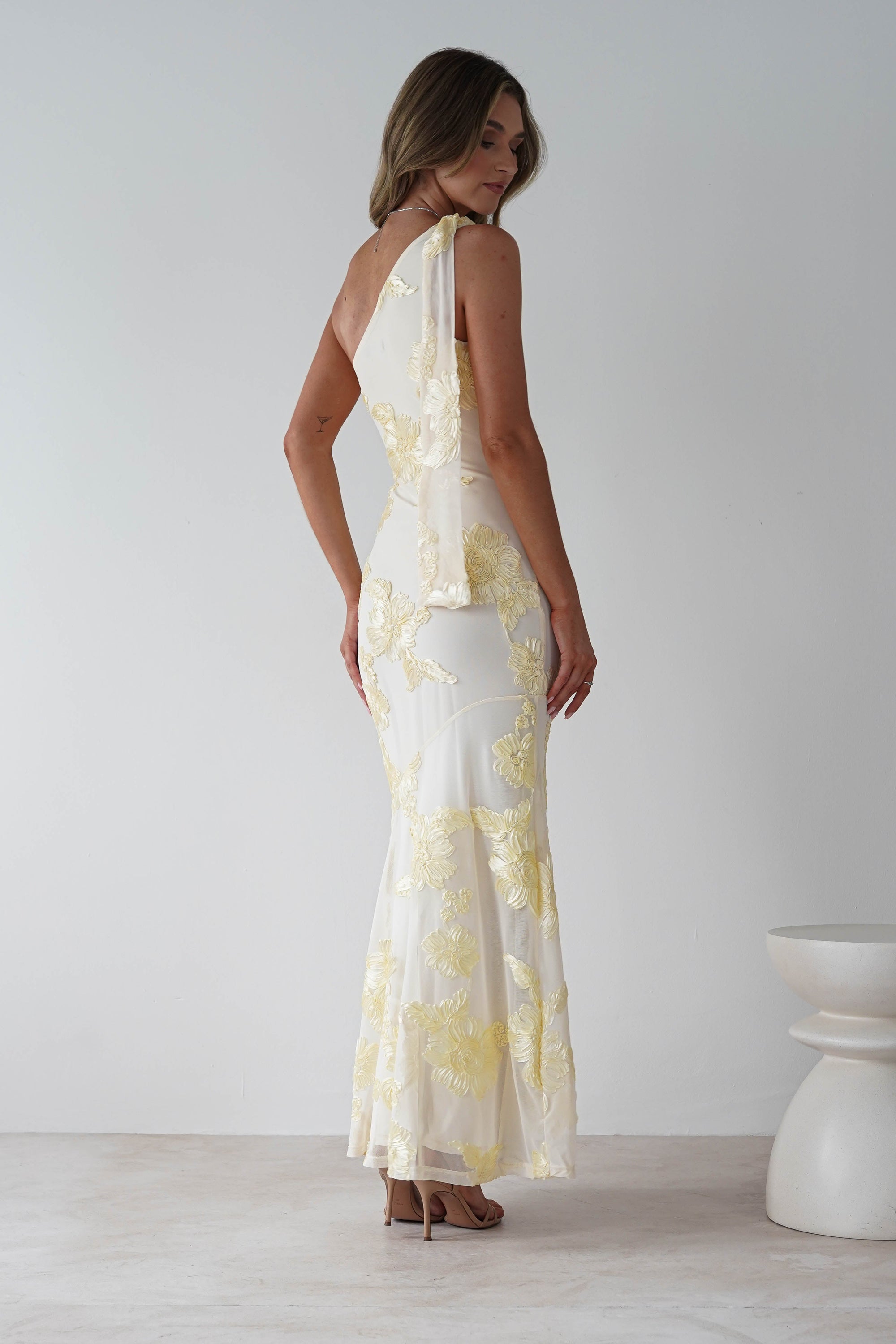 Thelma Floral Textured Maxi Dress | Light Yellow | Oh Hello Clothing | S (8)