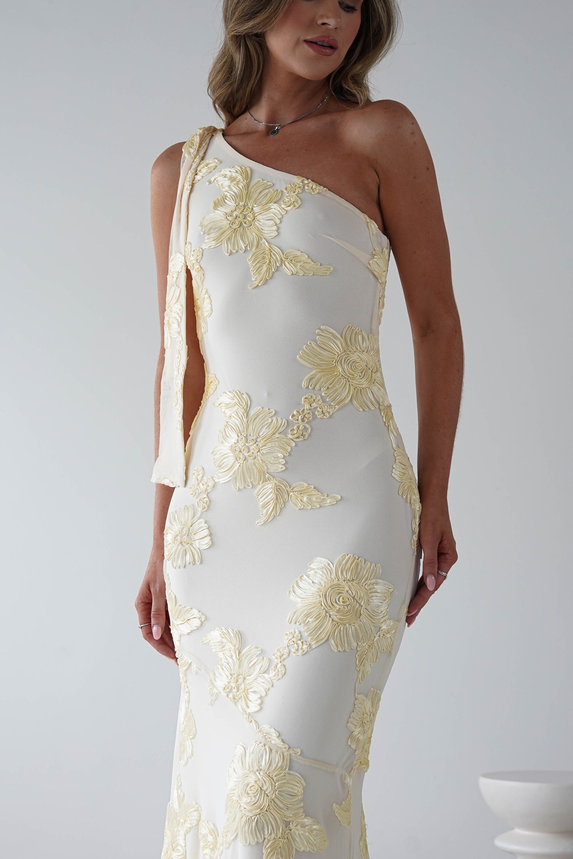 Thelma Floral Textured Maxi Dress | Light Yellow | Oh Hello Clothing | S (8)
