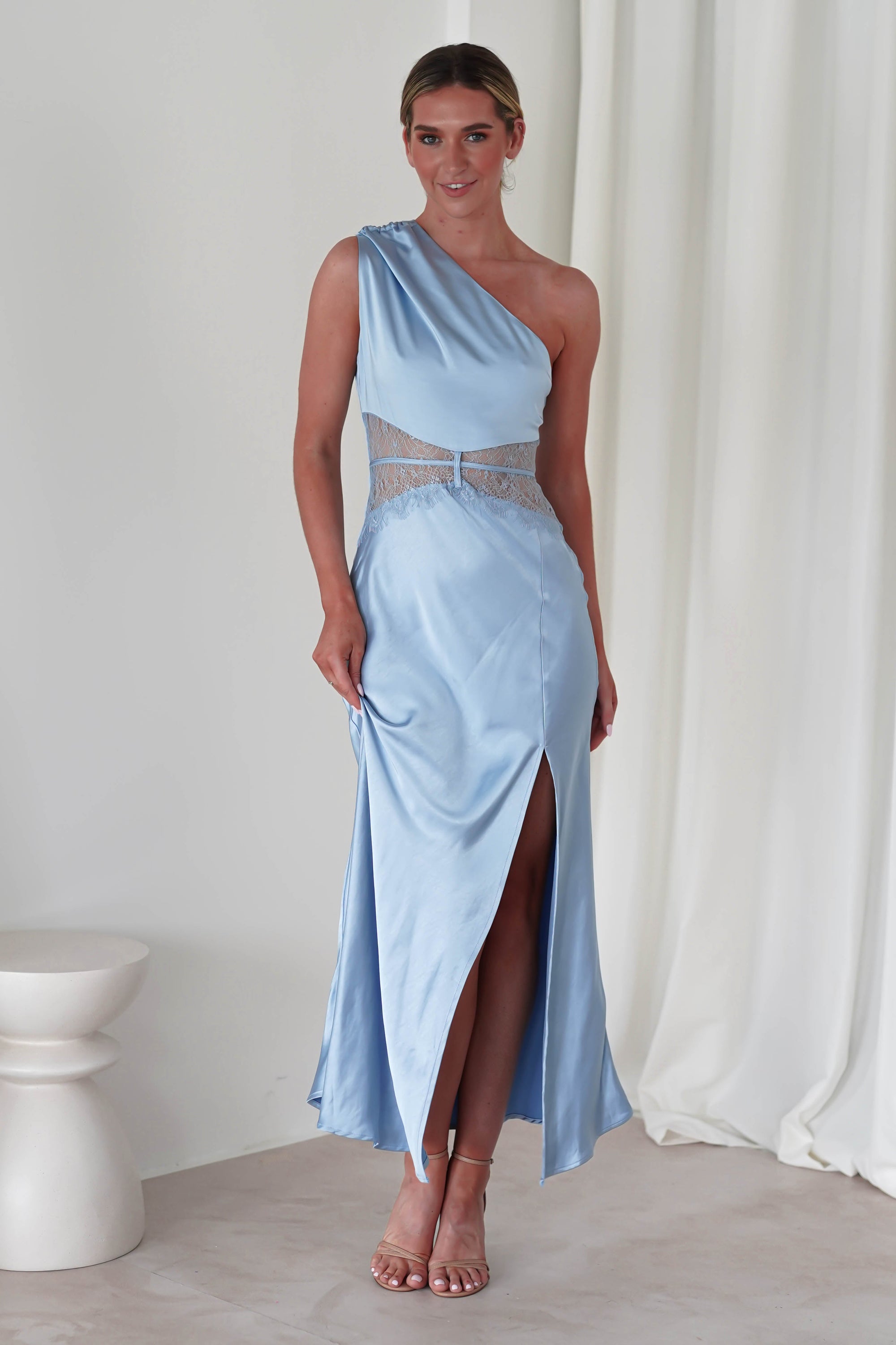 Valentina Soft Satin Maxi Dress | Blue - Oh Hello Clothing