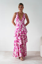 Varana Floral Ruffle Maxi Dress | Pink - Oh Hello Clothing