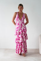 Varana Floral Ruffle Maxi Dress | Pink - Oh Hello Clothing