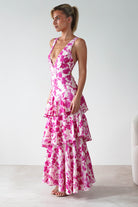 Varana Floral Ruffle Maxi Dress | Pink - Oh Hello Clothing