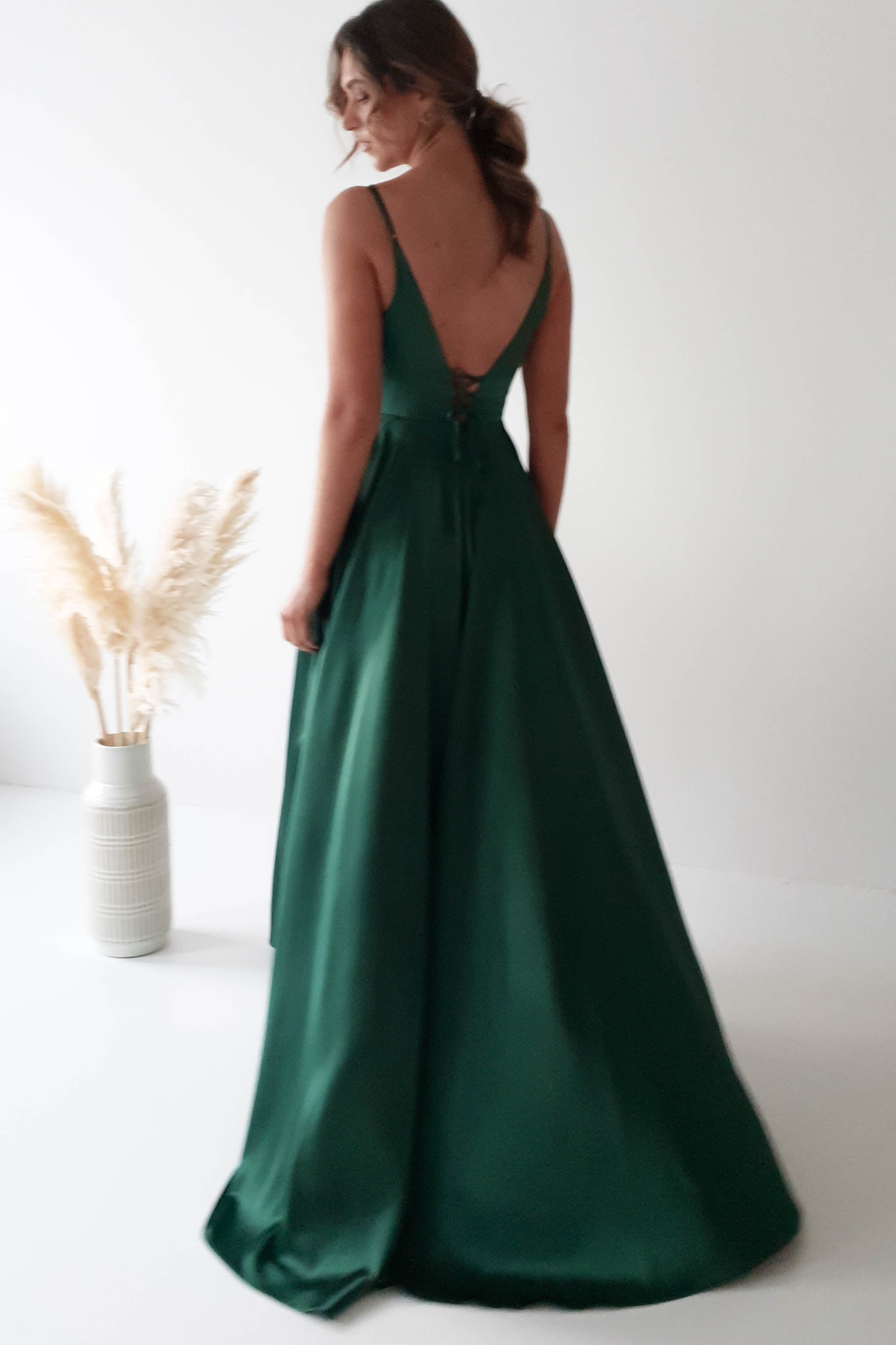 Factory On Sale Velia Satin Maxi Gown | Emerald Green
