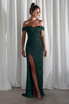 PINK BOOM Debs & Prom Dresses Vilma Sequin Mermaid Gown | Emerald Green