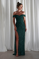 PINK BOOM Debs & Prom Dresses Vilma Sequin Mermaid Gown | Emerald Green